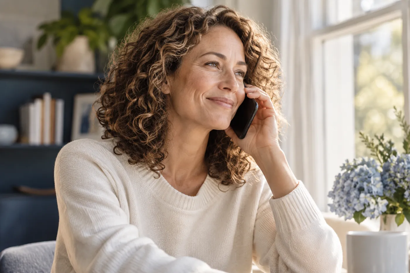 Woman on a support call