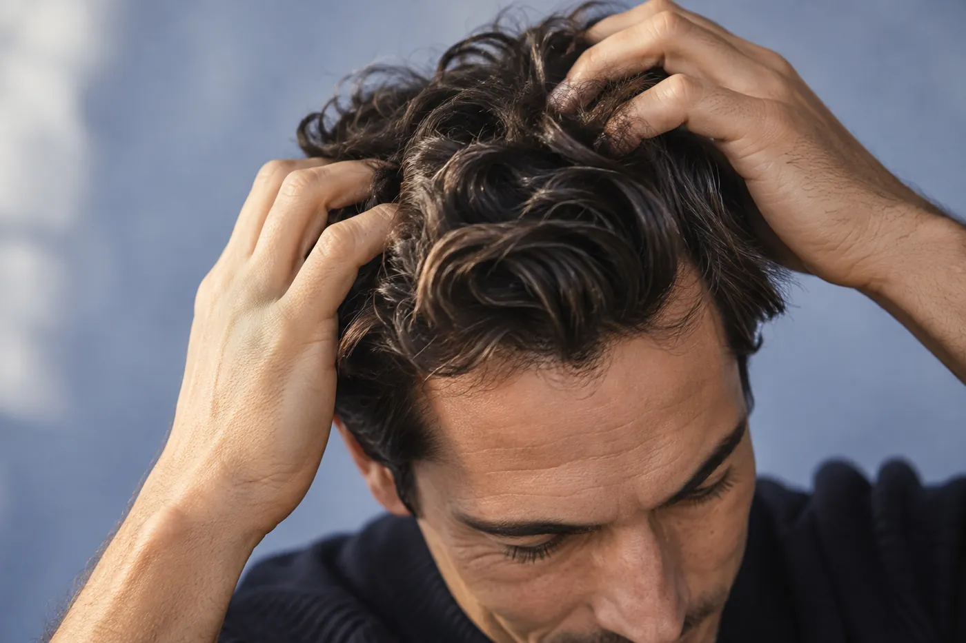 Close-up of thick, healthy hair